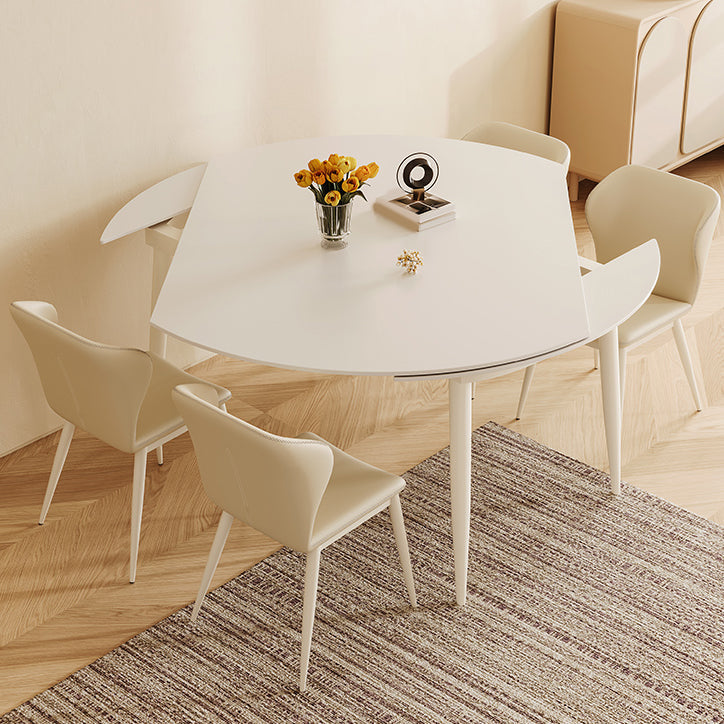 Extendable 1/5/7 Pieces Furniture Sintered Stone Dining Set in White