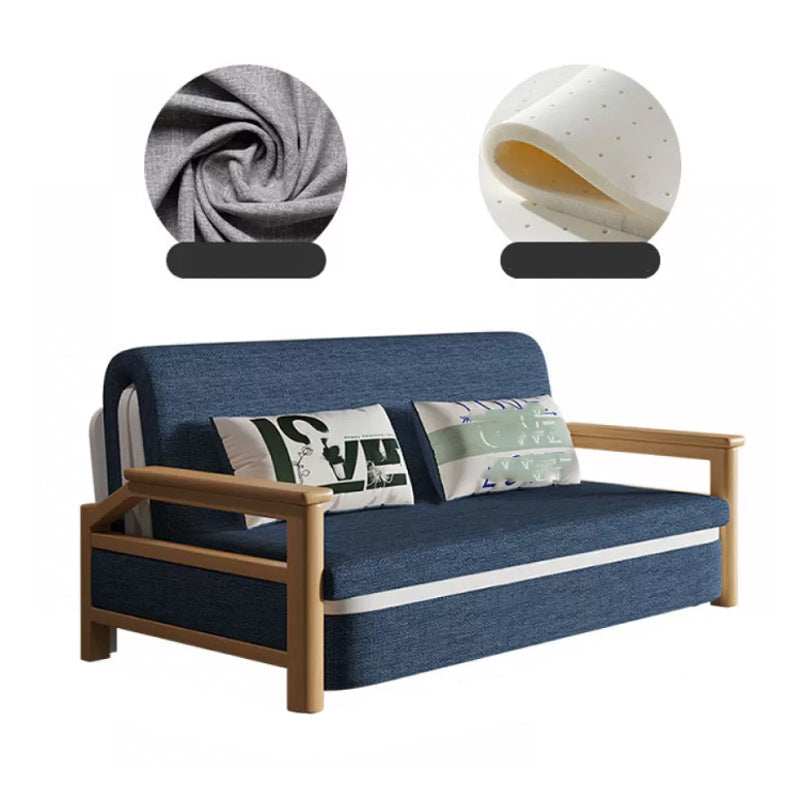 Scandinavian Blue Futon Sleeper Sofa Square Arms Futon and Mattress Blue Latex Clearhalo 'furn' 'furn_futons' 'Furniture' 'Futons & Daybeds' 'Futons' 'Living Room Furniture' 7318086