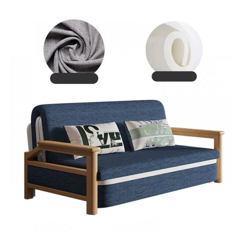 Scandinavian Blue Futon Sleeper Sofa Square Arms Futon and Mattress Blue Sponge Clearhalo 'furn' 'furn_futons' 'Furniture' 'Futons & Daybeds' 'Futons' 'Living Room Furniture' 7318087