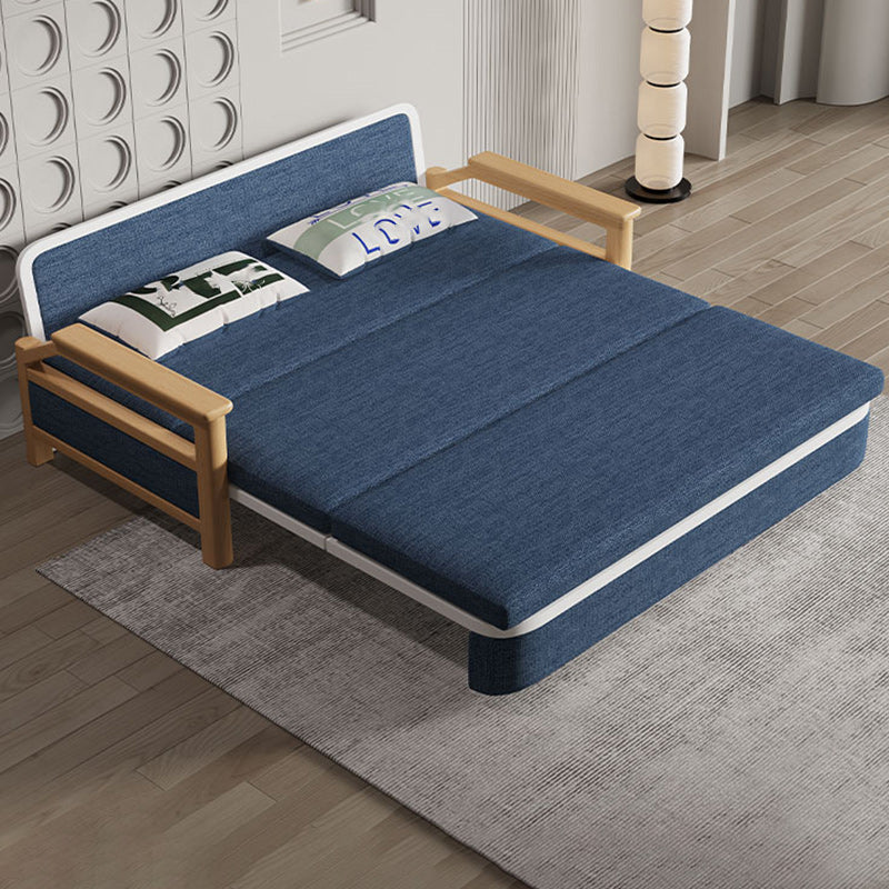 Scandinavian Blue Futon Sleeper Sofa Square Arms Futon and Mattress Clearhalo 'furn' 'furn_futons' 'Furniture' 'Futons & Daybeds' 'Futons' 'Living Room Furniture' 7318088