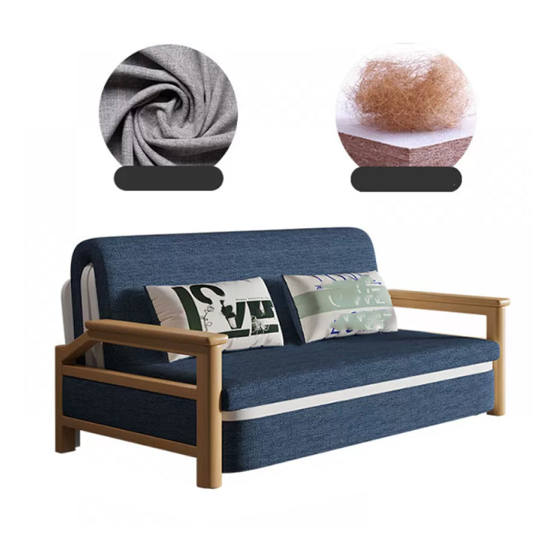Scandinavian Blue Futon Sleeper Sofa Square Arms Futon and Mattress Blue Coir Clearhalo 'furn' 'furn_futons' 'Furniture' 'Futons & Daybeds' 'Futons' 'Living Room Furniture' 7318089