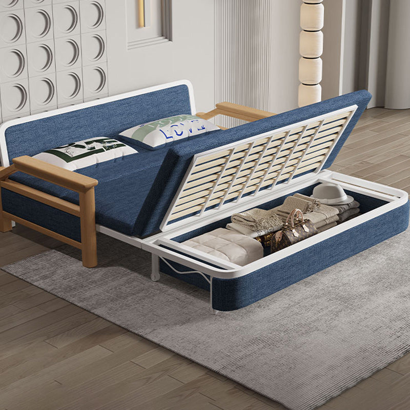 Scandinavian Blue Futon Sleeper Sofa Square Arms Futon and Mattress Clearhalo 'furn' 'furn_futons' 'Furniture' 'Futons & Daybeds' 'Futons' 'Living Room Furniture' 7318090