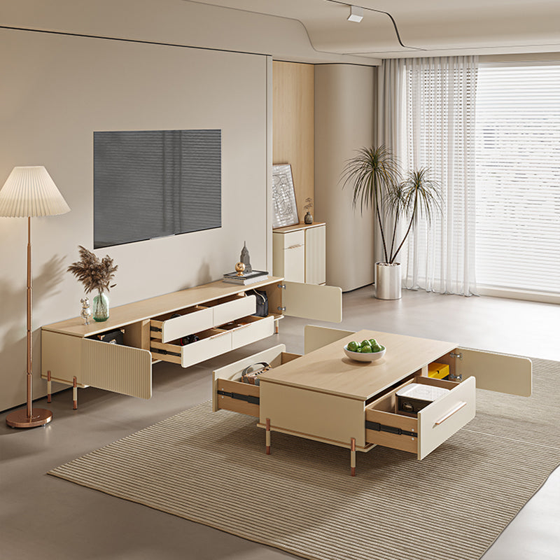 Glam TV Media Console Wooden TV Stand Console with 4 Drawers Clearhalo 'furn' 'furn_tv_stands_entertainment_centers' 'Furniture' 'Living Room Furniture' 'TV Stands & Entertainment Centers' 'TV Stands & Media Storage Furniture' 'tv_stands_entertainment_centers' 7319240