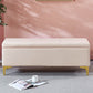 Glam Rectangle Storage Seating Bench Cushioned Backless Bedroom Bench