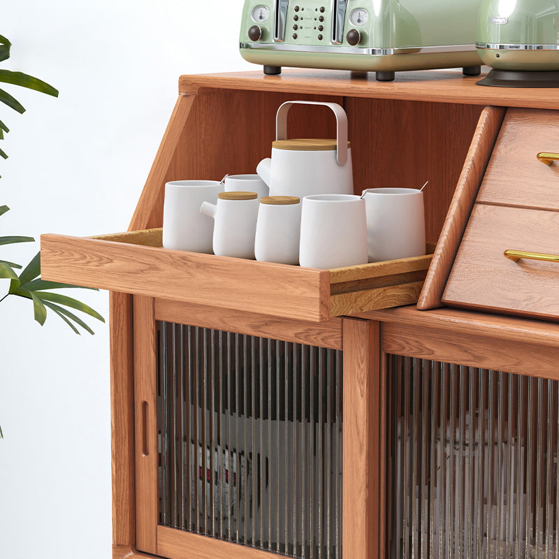 Servidor de madera maciza de estilo moderno de 2 cajones para el comedor