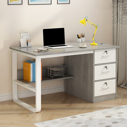 3 Schubladen zeitgenössischer Büro Schreibtisch Rechteckige antike Finish Computertisch