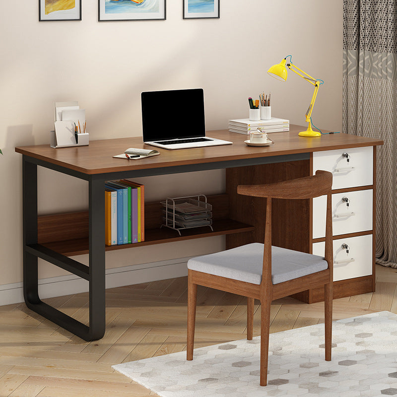 3 Schubladen zeitgenössischer Büro Schreibtisch Rechteckige antike Finish Computertisch