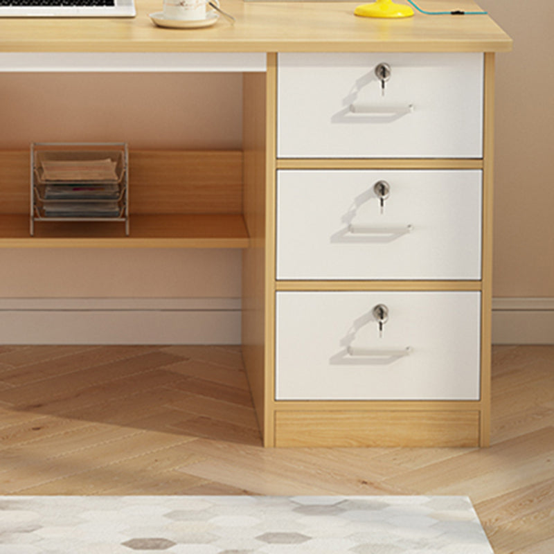 3 Schubladen zeitgenössischer Büro Schreibtisch Rechteckige antike Finish Computertisch