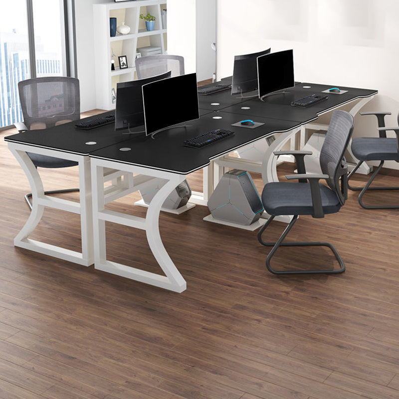 Industrial Wooden Computer Desk Sled Base 29.53" Tall Gaming Desk with Steel Legs Clearhalo 'furn' 'furn_office_desk' 'Furniture' 'Office Desks' 'Office Furniture' 'office_desk' 7320472