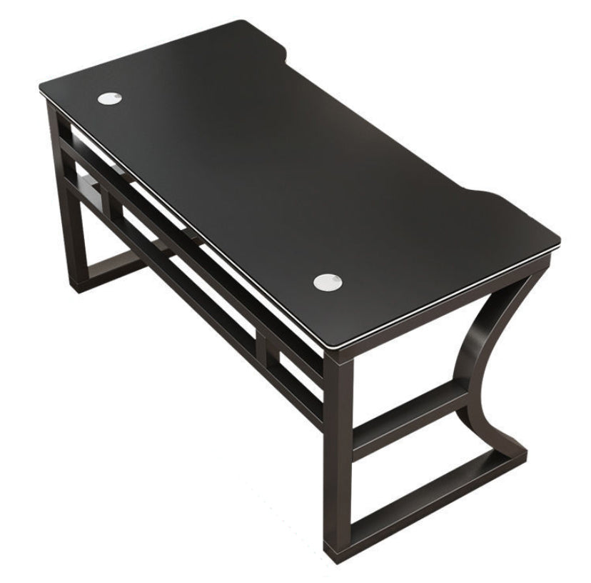 Industrial Wooden Computer Desk Sled Base 29.53" Tall Gaming Desk with Steel Legs Black Clearhalo 'furn' 'furn_office_desk' 'Furniture' 'Office Desks' 'Office Furniture' 'office_desk' 7320473