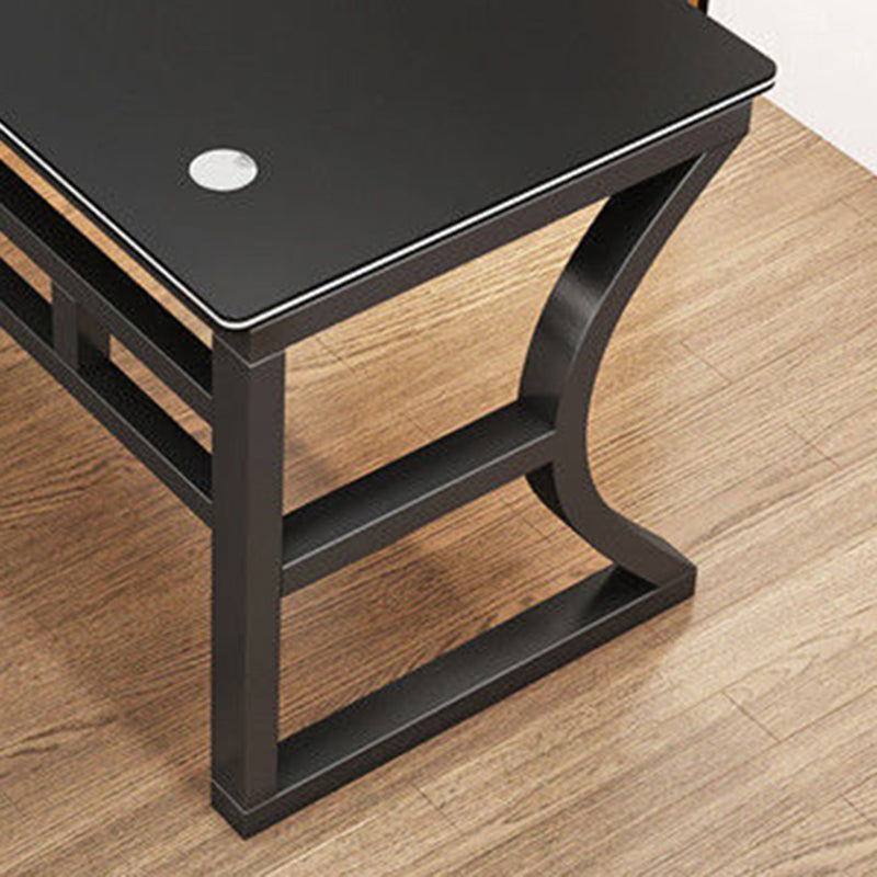 Industrial Wooden Computer Desk Sled Base 29.53" Tall Gaming Desk with Steel Legs Clearhalo 'furn' 'furn_office_desk' 'Furniture' 'Office Desks' 'Office Furniture' 'office_desk' 7320474