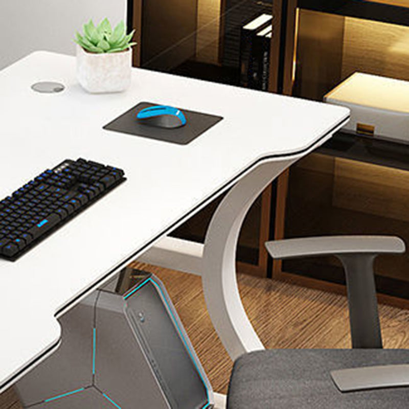 Industrial Wooden Computer Desk Sled Base 29.53" Tall Gaming Desk with Steel Legs Clearhalo 'furn' 'furn_office_desk' 'Furniture' 'Office Desks' 'Office Furniture' 'office_desk' 7320476