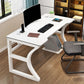 Industrial Wooden Computer Desk Sled Base 29.53" Tall Gaming Desk with Steel Legs White Clearhalo 'furn' 'furn_office_desk' 'Furniture' 'Office Desks' 'Office Furniture' 'office_desk' 7320477