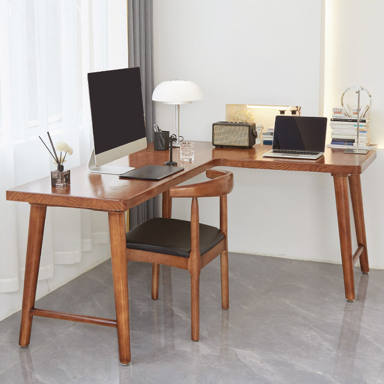 Modern Solid Wood Writing Desk Corner 29.53-inch Tall Office Desk with H-Shape Base Clearhalo 'furn' 'furn_office_desk' 'Furniture' 'Office Desks' 'Office Furniture' 'office_desk' 7320506