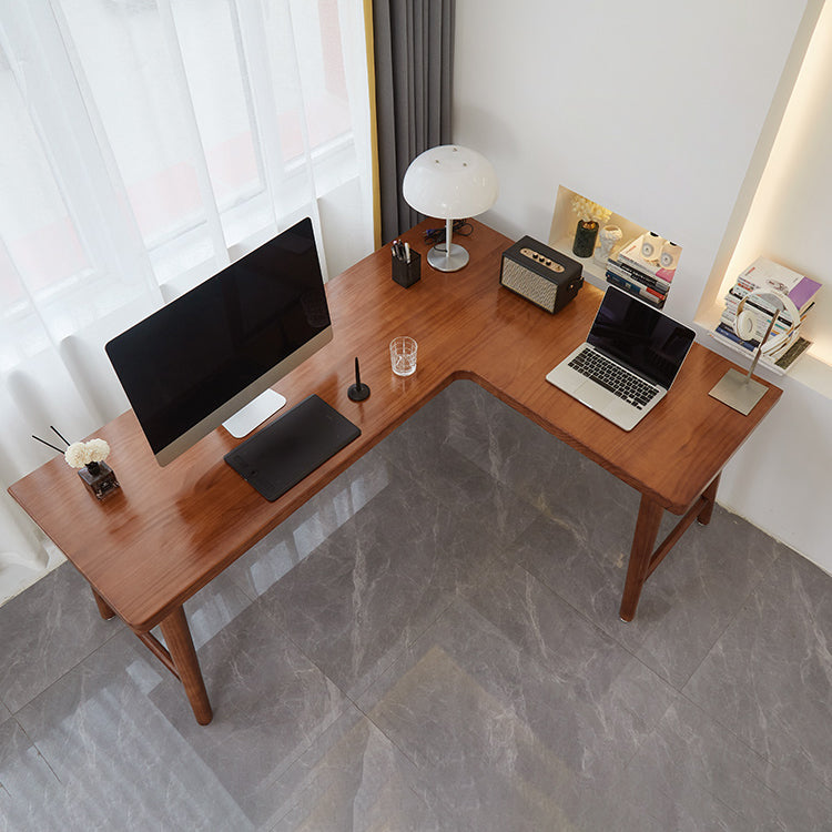 Modern Solid Wood Writing Desk Corner 29.53-inch Tall Office Desk with H-Shape Base Clearhalo 'furn' 'furn_office_desk' 'Furniture' 'Office Desks' 'Office Furniture' 'office_desk' 7320507