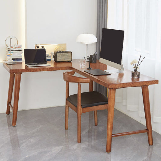 Modern Solid Wood Writing Desk Corner 29.53-inch Tall Office Desk with H-Shape Base Clearhalo 'furn' 'furn_office_desk' 'Furniture' 'Office Desks' 'Office Furniture' 'office_desk' 7320516