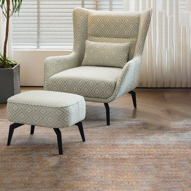 Fabric Lounge Chair Flared Arms Plaid Side Chair with Black Legs Clearhalo 'Accent Chairs' 'accent_chairs' 'Chairs & Seating' 'furn' 'furn_accent_chairs' 'Furniture' 'Living Room Furniture' 7320701