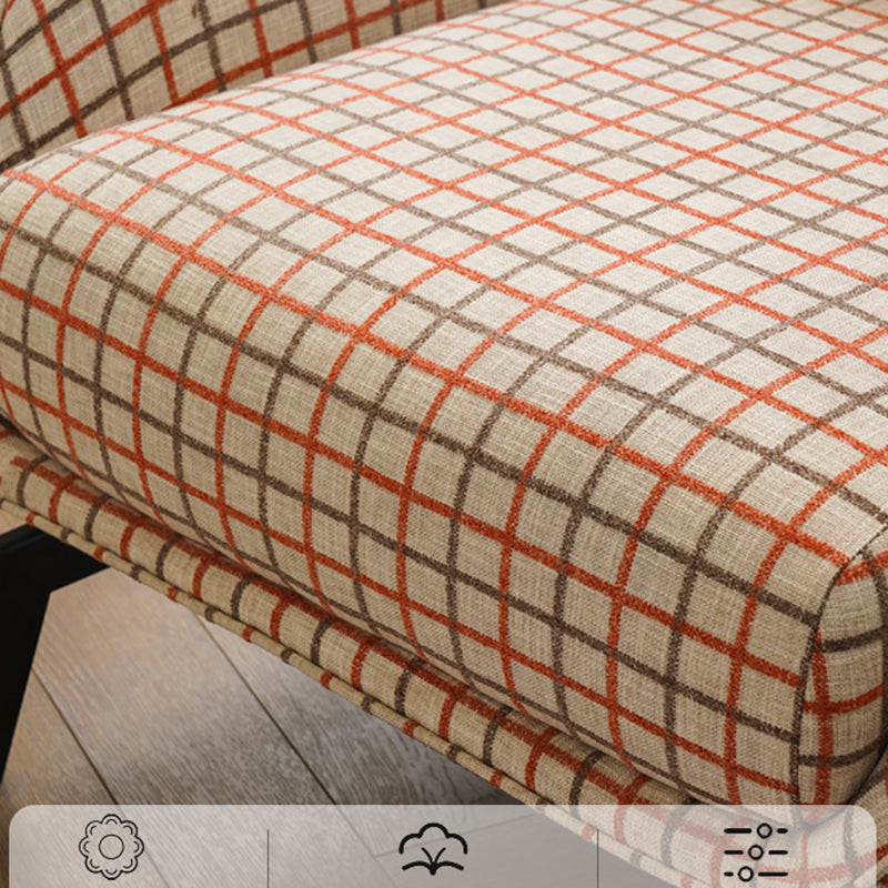 Fabric Lounge Chair Flared Arms Plaid Side Chair with Black Legs Clearhalo 'Accent Chairs' 'accent_chairs' 'Chairs & Seating' 'furn' 'furn_accent_chairs' 'Furniture' 'Living Room Furniture' 7320704