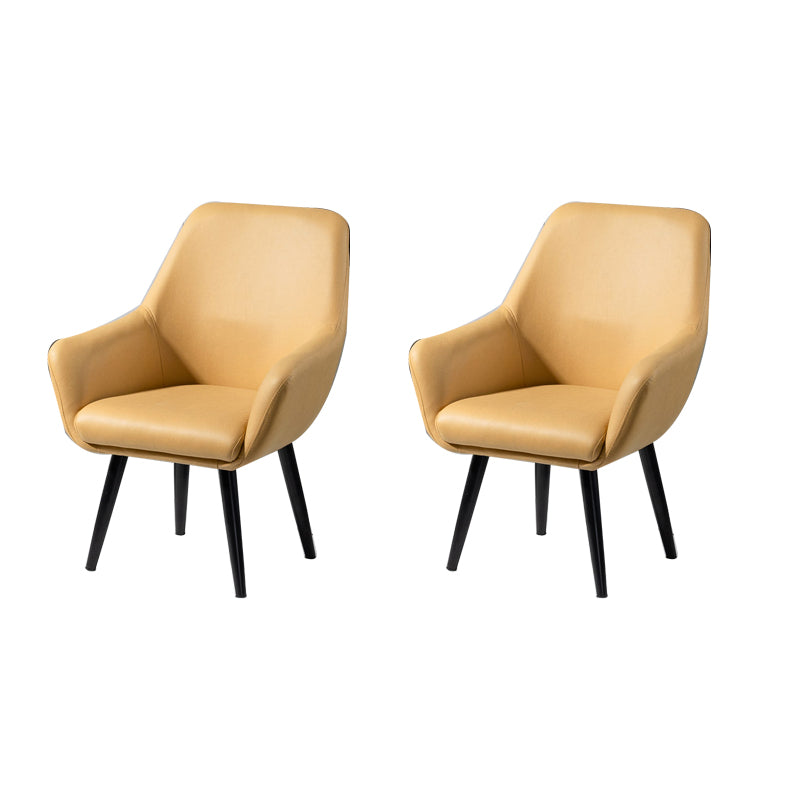 Fixed Back Lounge Chair Solid Color Barrel Chair with Black Legs Yellow Tech Cloth 2 Piece Set Clearhalo 'Accent Chairs' 'accent_chairs' 'Chairs & Seating' 'furn' 'furn_accent_chairs' 'Furniture' 'Living Room Furniture' 7320712