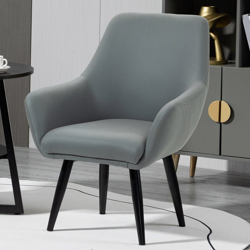 Fixed Back Lounge Chair Solid Color Barrel Chair with Black Legs Grey Tech Cloth 1 Piece Clearhalo 'Accent Chairs' 'accent_chairs' 'Chairs & Seating' 'furn' 'furn_accent_chairs' 'Furniture' 'Living Room Furniture' 7320718
