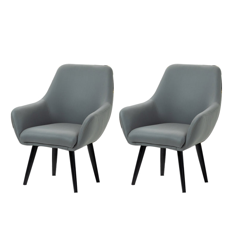 Fixed Back Lounge Chair Solid Color Barrel Chair with Black Legs Grey Tech Cloth 2 Piece Set Clearhalo 'Accent Chairs' 'accent_chairs' 'Chairs & Seating' 'furn' 'furn_accent_chairs' 'Furniture' 'Living Room Furniture' 7320719