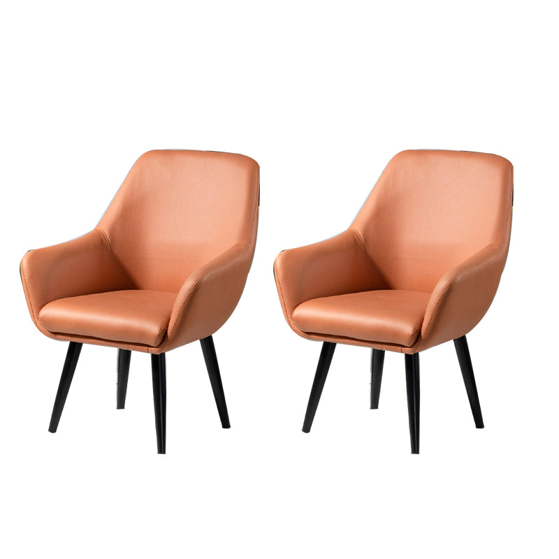 Fixed Back Lounge Chair Solid Color Barrel Chair with Black Legs Orange Tech Cloth 2 Piece Set Clearhalo 'Accent Chairs' 'accent_chairs' 'Chairs & Seating' 'furn' 'furn_accent_chairs' 'Furniture' 'Living Room Furniture' 7320724