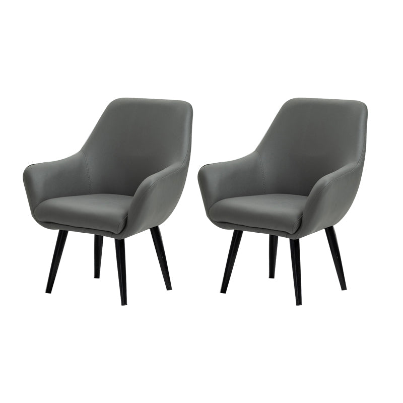 Fixed Back Lounge Chair Solid Color Barrel Chair with Black Legs Dark Gray Tech Cloth 2 Piece Set Clearhalo 'Accent Chairs' 'accent_chairs' 'Chairs & Seating' 'furn' 'furn_accent_chairs' 'Furniture' 'Living Room Furniture' 7320728
