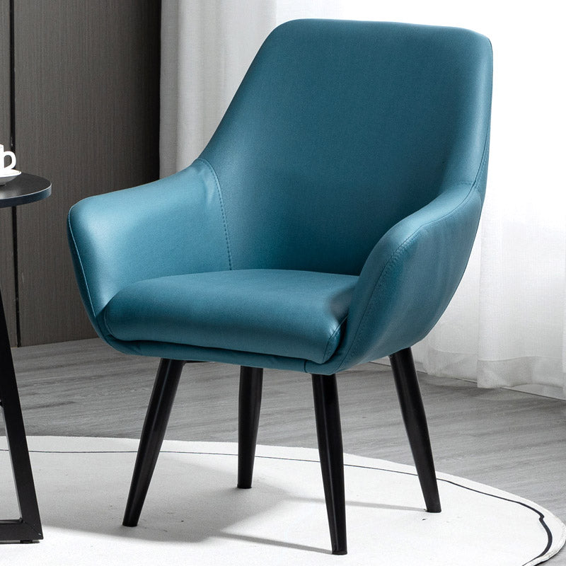 Fixed Back Lounge Chair Solid Color Barrel Chair with Black Legs Blue Tech Cloth 1 Piece Clearhalo 'Accent Chairs' 'accent_chairs' 'Chairs & Seating' 'furn' 'furn_accent_chairs' 'Furniture' 'Living Room Furniture' 7320729