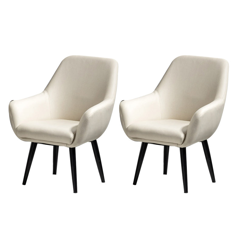Fixed Back Lounge Chair Solid Color Barrel Chair with Black Legs Off-White Tech Cloth 2 Piece Set Clearhalo 'Accent Chairs' 'accent_chairs' 'Chairs & Seating' 'furn' 'furn_accent_chairs' 'Furniture' 'Living Room Furniture' 7320732