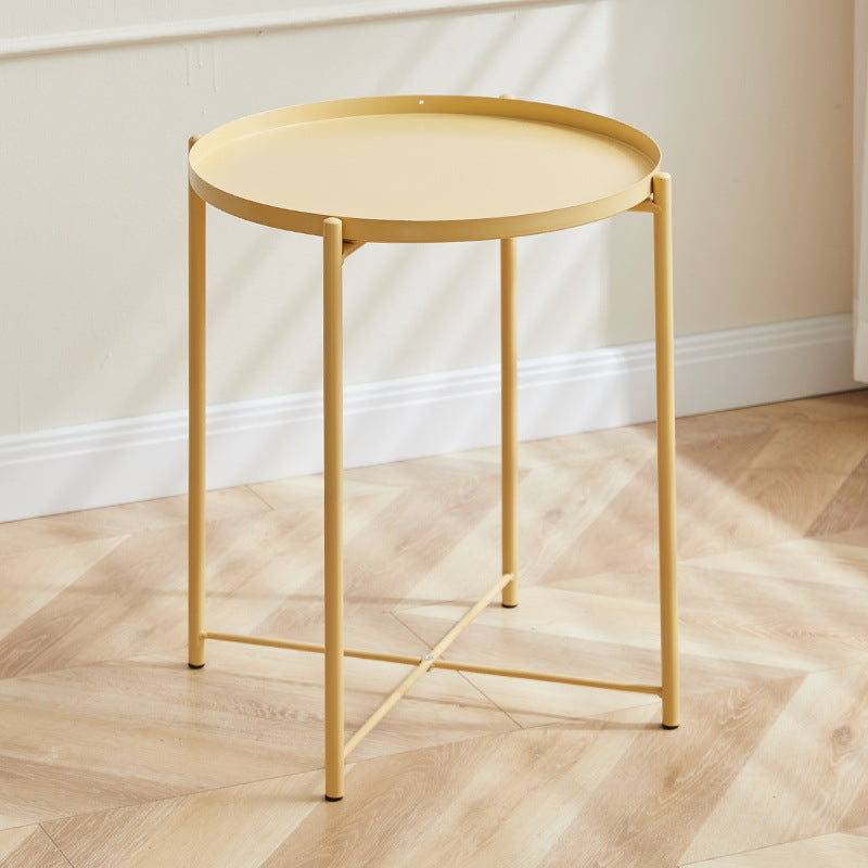 Contemporary Metal Accent Table Nightstand Antique Finish Nightstand Yellow 1 Piece Clearhalo 'Bedroom Furniture' 'furn' 'furn_night_stand' 'Furniture' 'night_stand' 'Nightstands' 7320751