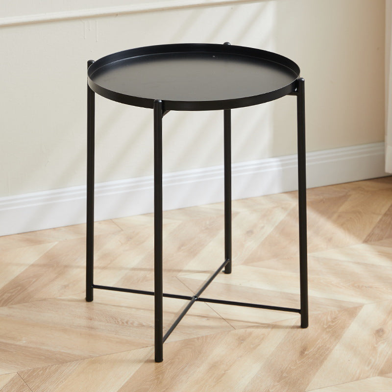 Contemporary Metal Accent Table Nightstand Antique Finish Nightstand Black 1 Piece Clearhalo 'Bedroom Furniture' 'furn' 'furn_night_stand' 'Furniture' 'night_stand' 'Nightstands' 7320756