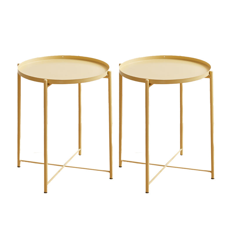 Contemporary Metal Accent Table Nightstand Antique Finish Nightstand Yellow 2 Piece Set Clearhalo 'Bedroom Furniture' 'furn' 'furn_night_stand' 'Furniture' 'night_stand' 'Nightstands' 7320760