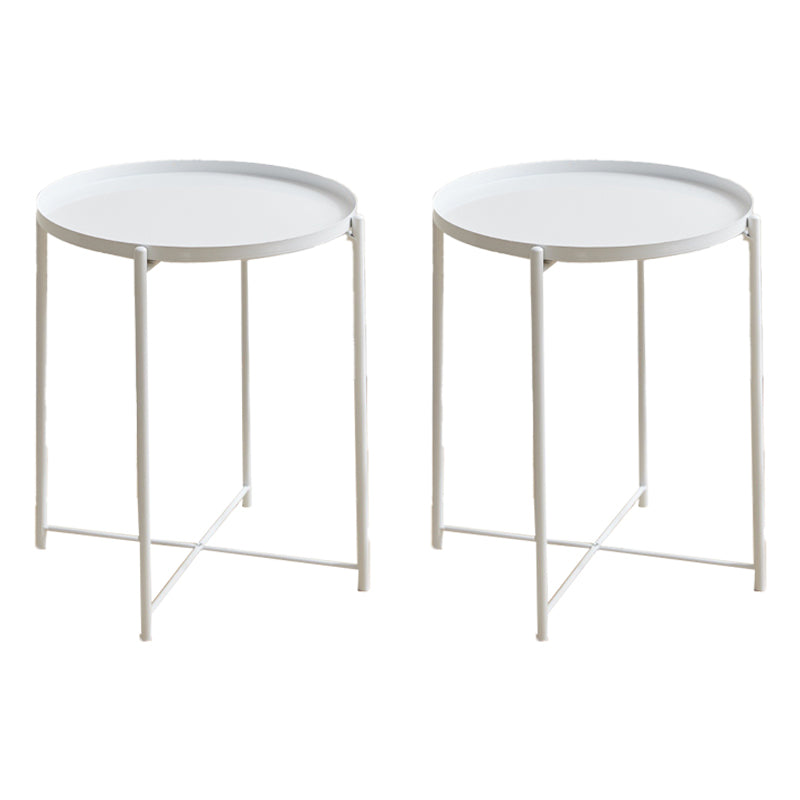 Contemporary Metal Accent Table Nightstand Antique Finish Nightstand White 2 Piece Set Clearhalo 'Bedroom Furniture' 'furn' 'furn_night_stand' 'Furniture' 'night_stand' 'Nightstands' 7320762