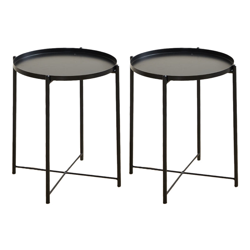 Contemporary Metal Accent Table Nightstand Antique Finish Nightstand Black 2 Piece Set Clearhalo 'Bedroom Furniture' 'furn' 'furn_night_stand' 'Furniture' 'night_stand' 'Nightstands' 7320764