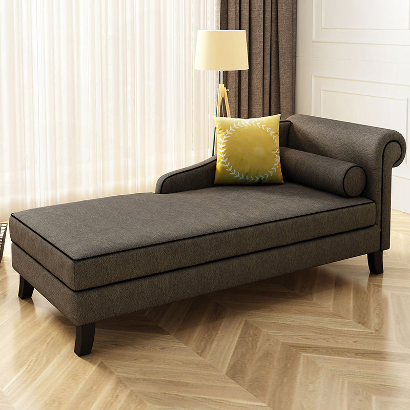 Upholstered One Armed Accent Chair Modern Recessed Arms Chaise Brown Right-Arm Chaise Clearhalo 'Chairs & Seating' 'Chaise Lounge' 'chaise_lounge' 'furn' 'furn_chaise_lounge' 'Furniture' 'Living Room Furniture' 7321550