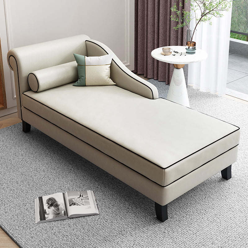 Upholstered One Armed Accent Chair Modern Recessed Arms Chaise Khaki Left-Arm Chaise Clearhalo 'Chairs & Seating' 'Chaise Lounge' 'chaise_lounge' 'furn' 'furn_chaise_lounge' 'Furniture' 'Living Room Furniture' 7321568