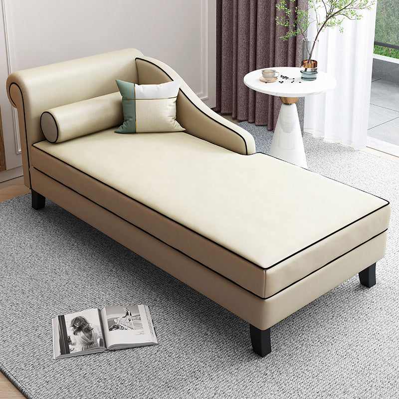 Upholstered One Armed Accent Chair Modern Recessed Arms Chaise Off-White Left-Arm Chaise Clearhalo 'Chairs & Seating' 'Chaise Lounge' 'chaise_lounge' 'furn' 'furn_chaise_lounge' 'Furniture' 'Living Room Furniture' 7321569