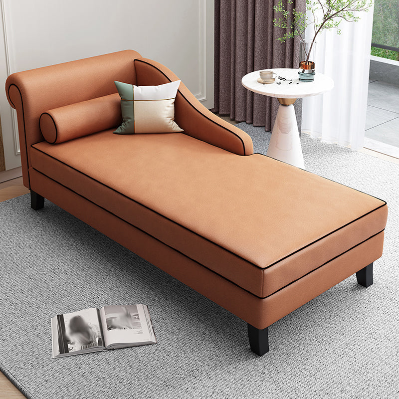 Upholstered One Armed Accent Chair Modern Recessed Arms Chaise Orange Left-Arm Chaise Clearhalo 'Chairs & Seating' 'Chaise Lounge' 'chaise_lounge' 'furn' 'furn_chaise_lounge' 'Furniture' 'Living Room Furniture' 7321571