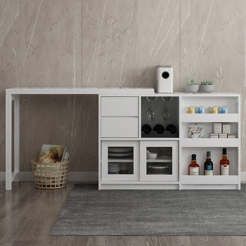 Adjustable Dining Table Wooden Dining Table for Dining Room with Drawer White Without Chairs Clearhalo 'Dining Tables & Seating' 'Dining Tables' 'dining_table' 'furn' 'furn_dining_table' 'Furniture' 'Kitchen & Dining Furniture' 7321650