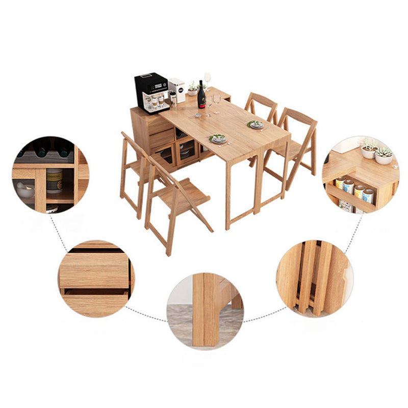 Adjustable Dining Table Wooden Dining Table for Dining Room with Drawer Clearhalo 'Dining Tables & Seating' 'Dining Tables' 'dining_table' 'furn' 'furn_dining_table' 'Furniture' 'Kitchen & Dining Furniture' 7321656