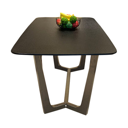 Black Modern Dining Table for Kitchen Rectangle Dinette Table with Wooden Base Without Chairs Clearhalo 'Dining Tables & Seating' 'Dining Tables' 'dining_table' 'furn' 'furn_dining_table' 'Furniture' 'Kitchen & Dining Furniture' 7321662