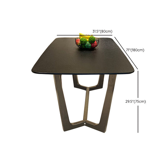 Tavolo da pranzo moderno nero per tavolo da dinette rettangolo cucina con base di legno
