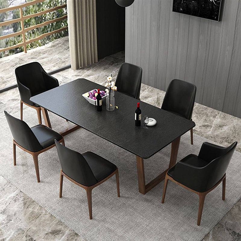 Industrial Stone Kitchen Dinner Table Rectangle Sled Base Dining Table Clearhalo 'Dining Tables & Seating' 'Dining Tables' 'dining_table' 'furn' 'furn_dining_table' 'Furniture' 'Kitchen & Dining Furniture' 7321671