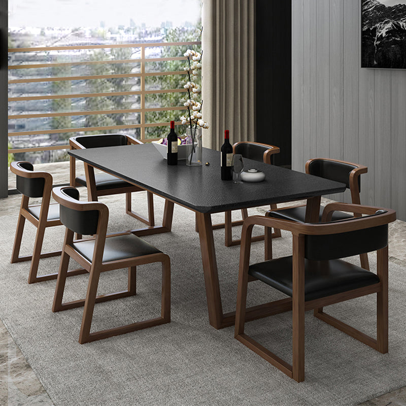 Industrial Stone Kitchen Dinner Table Rectangle Sled Base Dining Table Clearhalo 'Dining Tables & Seating' 'Dining Tables' 'dining_table' 'furn' 'furn_dining_table' 'Furniture' 'Kitchen & Dining Furniture' 7321672