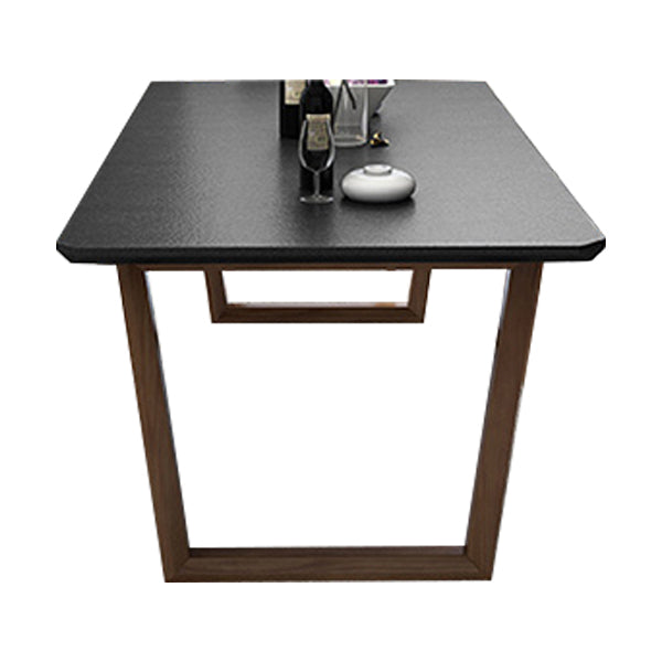 Industrial Stone Kitchen Dinner Table Rectangle Sled Base Dining Table Black Without Chairs Clearhalo 'Dining Tables & Seating' 'Dining Tables' 'dining_table' 'furn' 'furn_dining_table' 'Furniture' 'Kitchen & Dining Furniture' 7321673