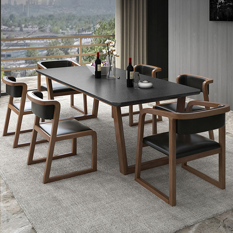 Industrial Stone Kitchen Dinner Table Rectangle Sled Base Dining Table Clearhalo 'Dining Tables & Seating' 'Dining Tables' 'dining_table' 'furn' 'furn_dining_table' 'Furniture' 'Kitchen & Dining Furniture' 7321678