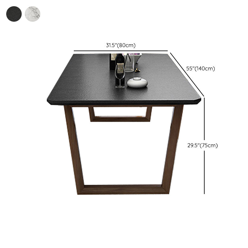 Industrial Stone Kitchen Dinner Table Rectangle Sled Base Dining Table Clearhalo 'Dining Tables & Seating' 'Dining Tables' 'dining_table' 'furn' 'furn_dining_table' 'Furniture' 'Kitchen & Dining Furniture' 7321680