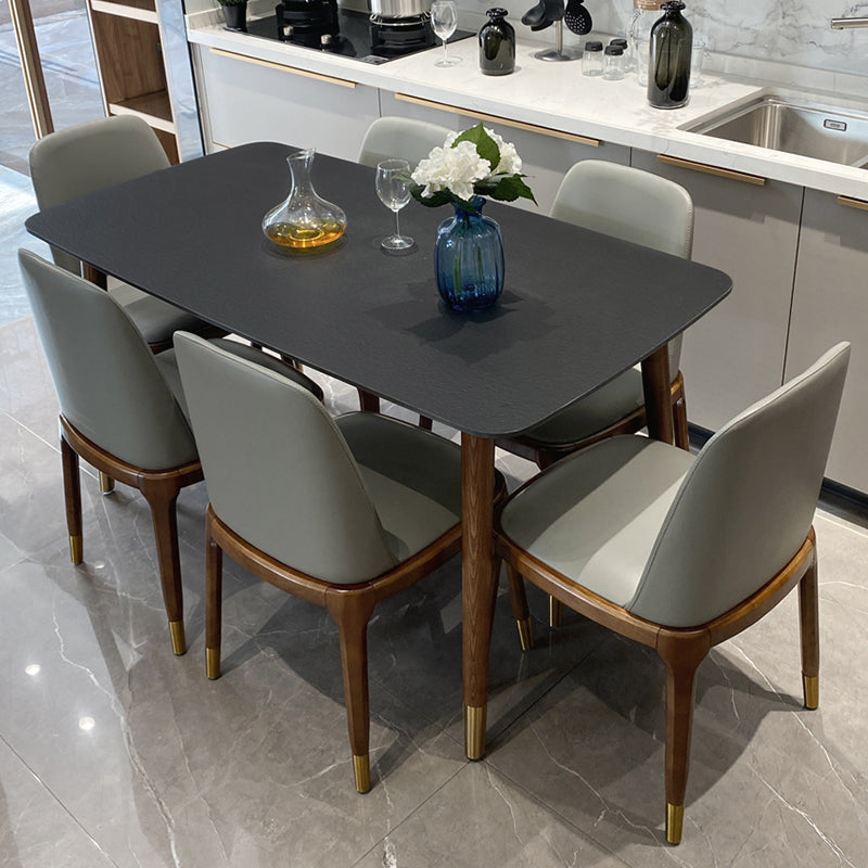 Contemporary Kitchen Dinner Table Rectangle Wood Base Dining Table Clearhalo 'Dining Tables & Seating' 'Dining Tables' 'dining_table' 'furn' 'furn_dining_table' 'Furniture' 'Kitchen & Dining Furniture' 7321695