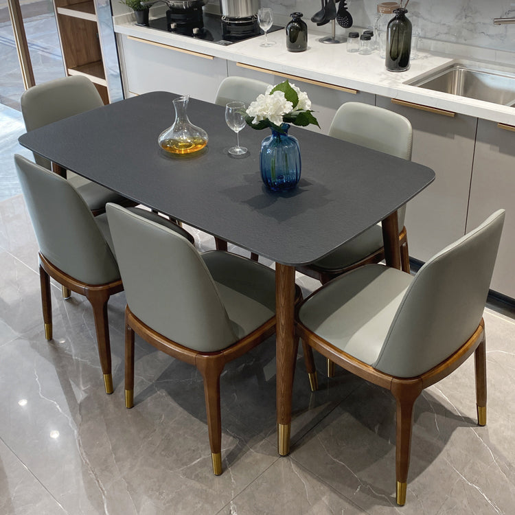 Contemporary Kitchen Dinner Table Rectangle Wood Base Dining Table Clearhalo 'Dining Tables & Seating' 'Dining Tables' 'dining_table' 'furn' 'furn_dining_table' 'Furniture' 'Kitchen & Dining Furniture' 7321697