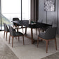 Matte Black Top Dinette Table with Wooden Frame Modern Indoor Dining Table
